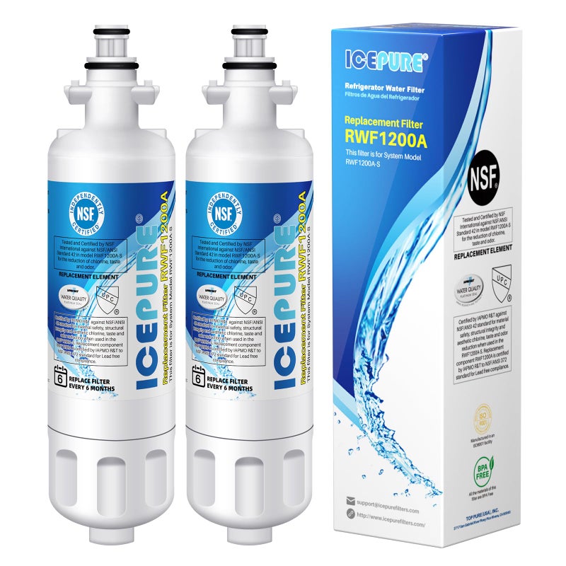 ICEPURE ADQ36006101 9690 Water Filter Replacement for LG LT700P, Kenmore Elite 46-9690 ADQ36006102, RWF1200A, CLCH106, RWF1052 LFX28968ST LFXS29626S LFXS30766S LFX31925ST Refrigerator Filter, 2PACK - Image 1
